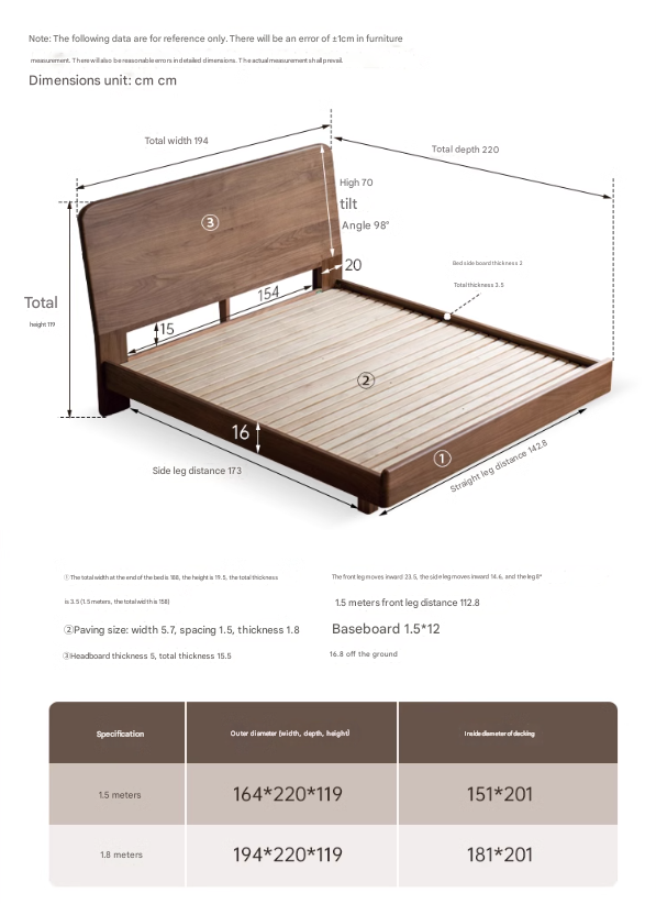 North American Black walnut, Ash solid wood bed simple high head.