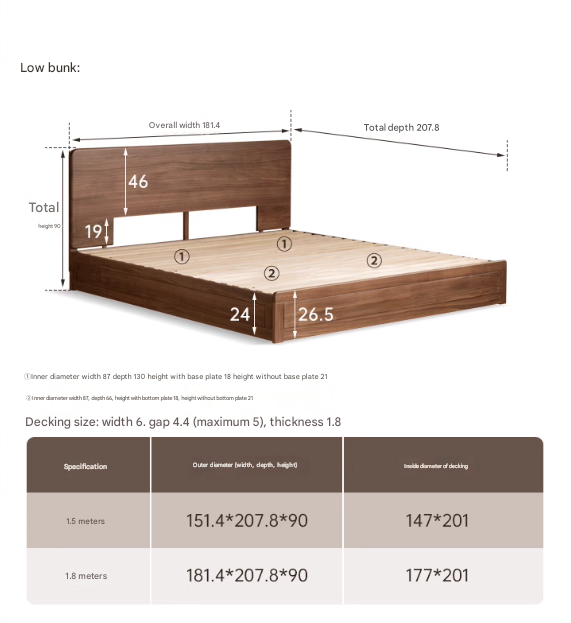 Black Walnut, Oak Solid Wood Bed Box Modern