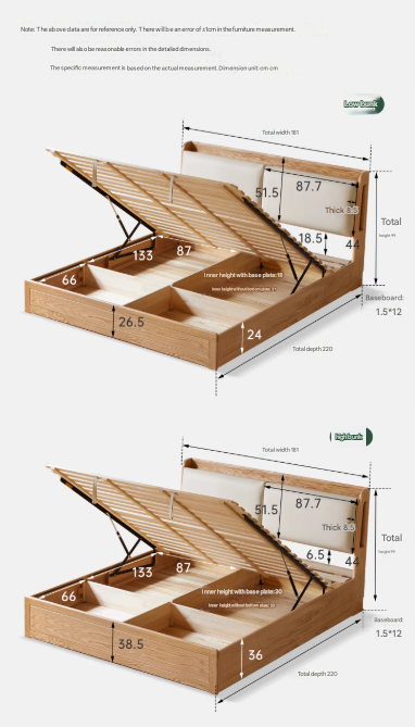 Oak Solid Wood Box Bed Storage Technology Cloth