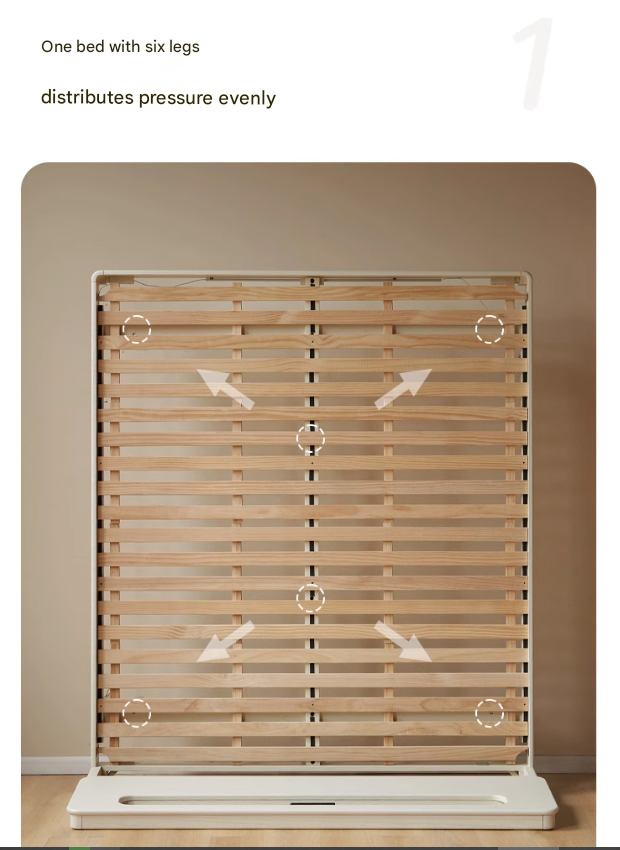 Oak Solid Wood Bed Cream Suspension Bed Luminous