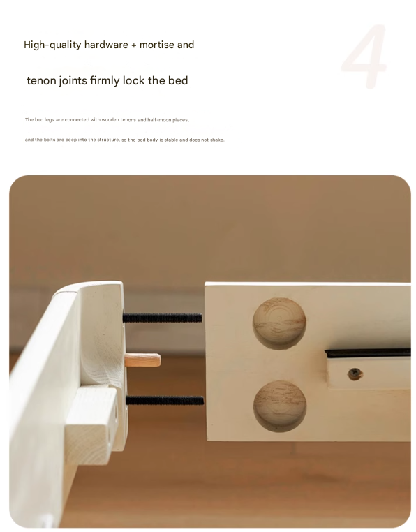Oak Solid Wood Bed Cream Suspension Bed Luminous