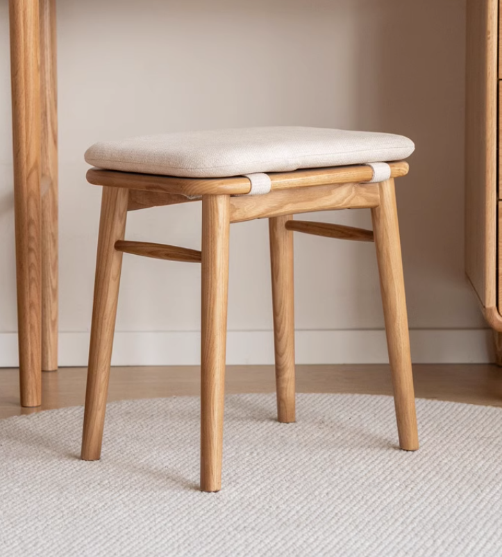 Ash Solid Wood Modern Square Dressing Stool