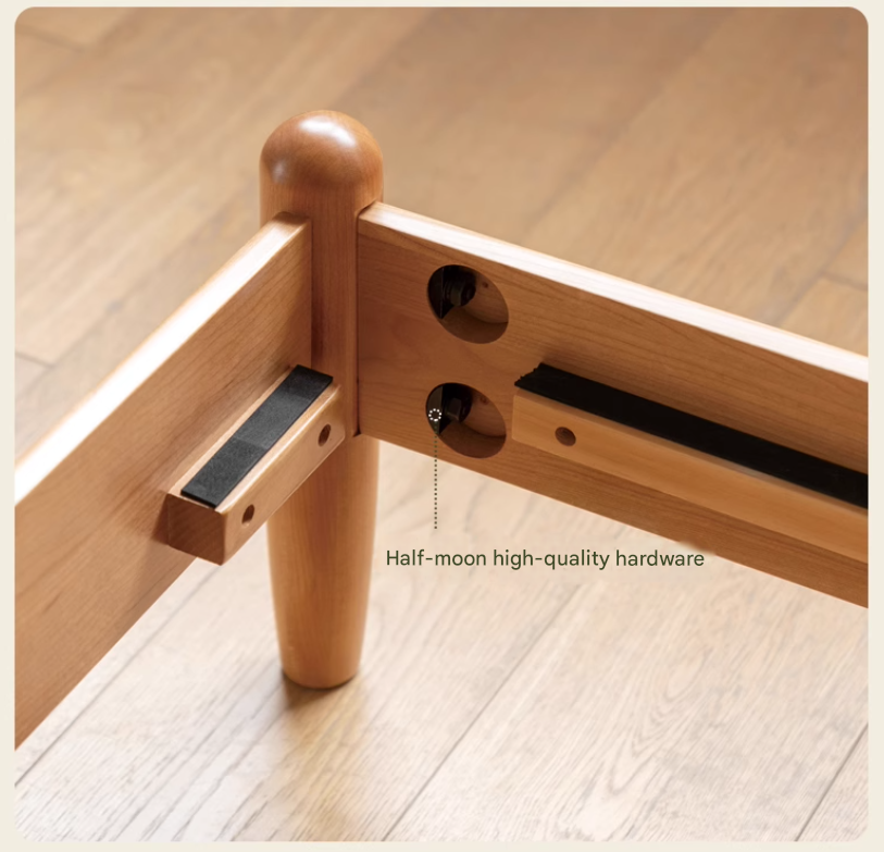 Cherry Solid Wood Bed Technology Сloth Cream Style