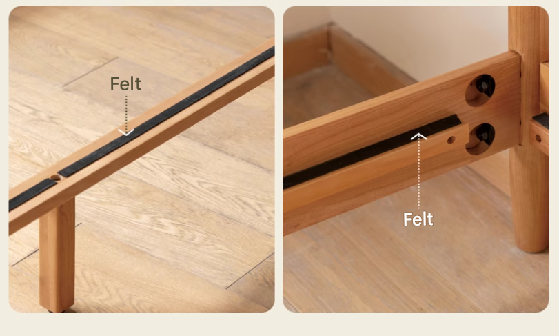 Cherry Solid Wood Bed Technology Сloth Cream Style