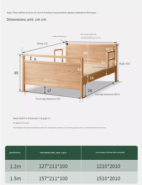 Oak Solid Wood Bed Elderly Bed Suitable For The Elderly High Bed