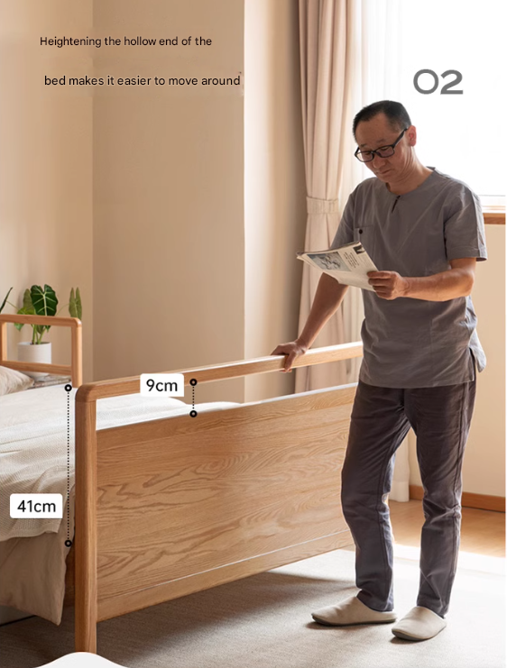 Oak Solid Wood Bed Elderly Bed Suitable For The Elderly High Bed