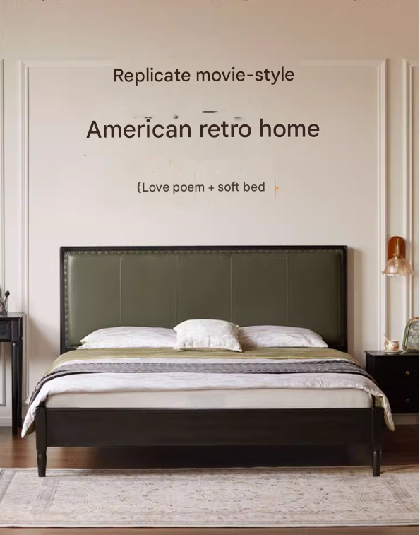 Oak Solid Wood Technology Cloth American Soft Back Bed