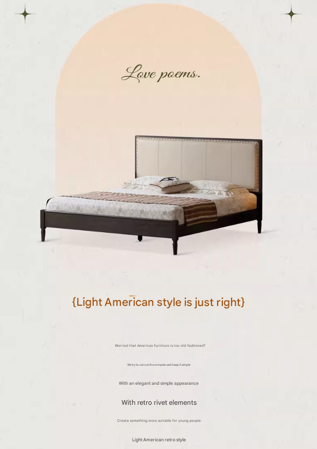 Oak Solid Wood Technology Cloth American Soft Back Bed