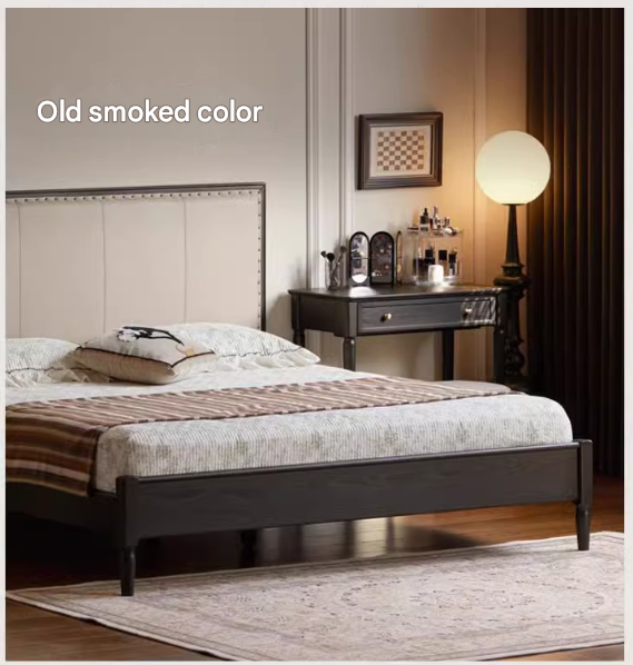 Oak Solid Wood Technology Cloth American Soft Back Bed