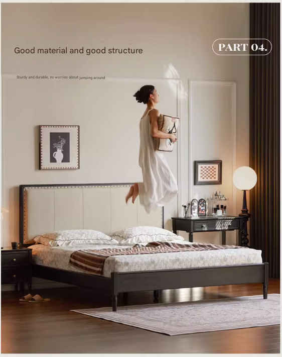 Oak Solid Wood Technology Cloth American Soft Back Bed