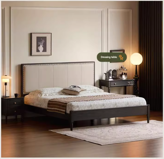 Oak Solid Wood Technology Cloth American Soft Back Bed