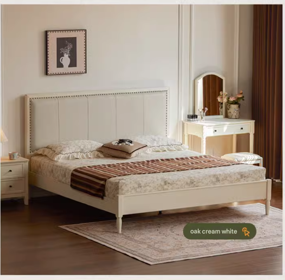 Oak Solid Wood Technology Cloth American Soft Back Bed