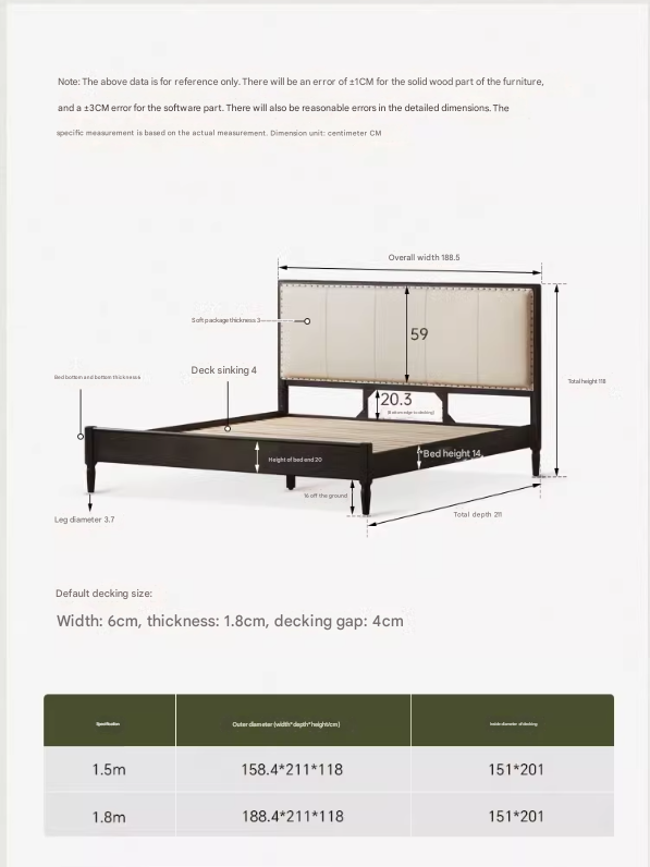 Oak Solid Wood Technology Cloth American Soft Back Bed