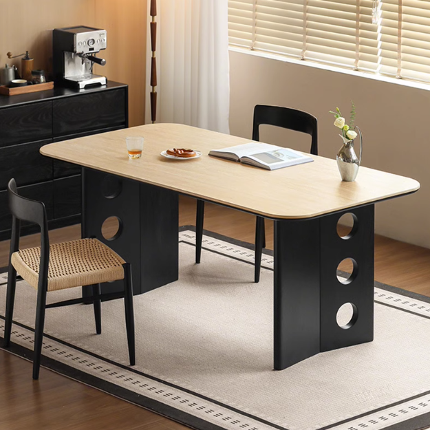 Ash, Oak Solid Wood Medieval Style Rock Plate Retro Dining Table