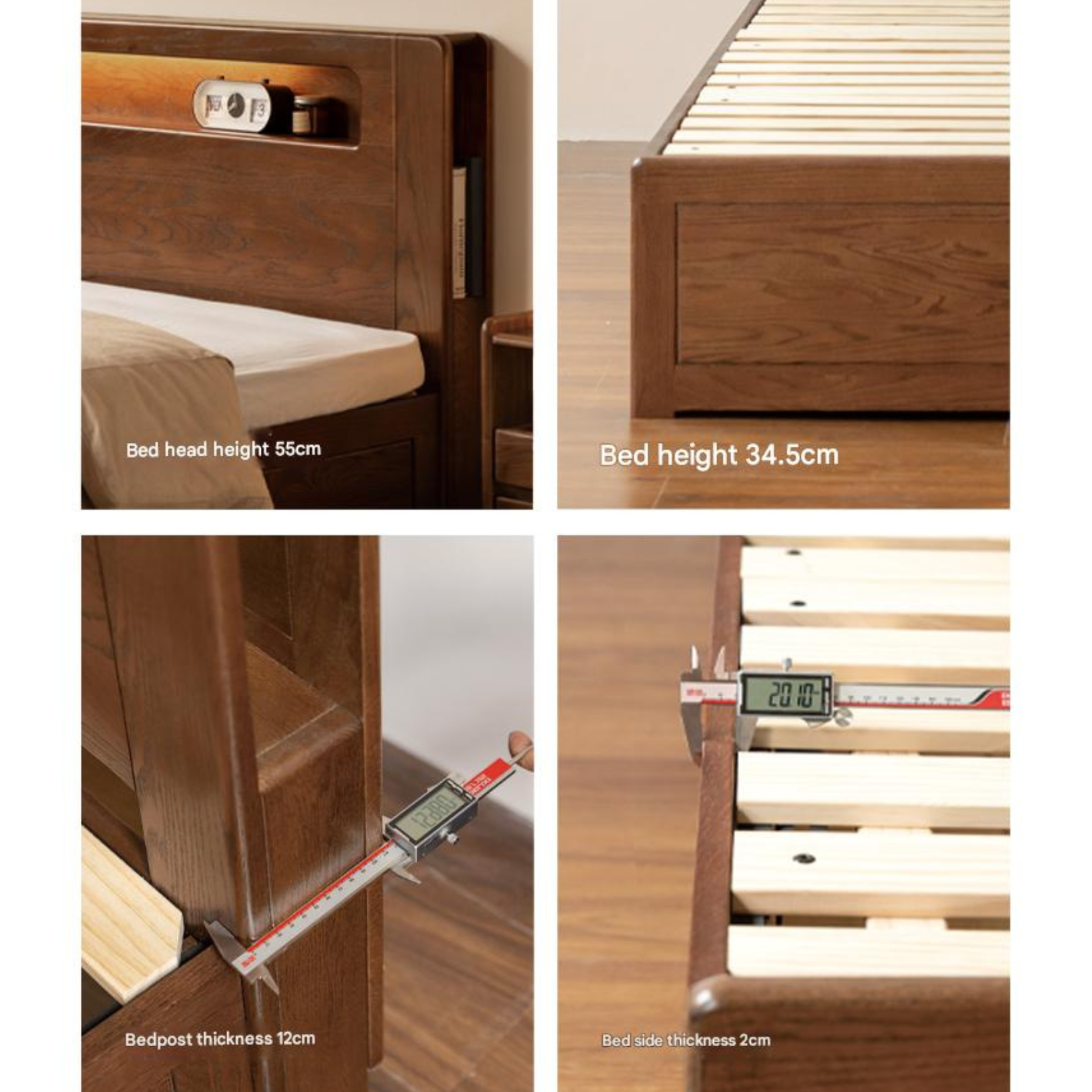 Oak Solid Wood Luminous Storage Box Bed