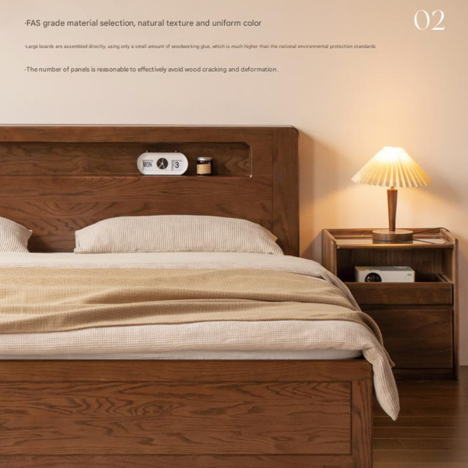 Oak Solid Wood Luminous Storage Box Bed