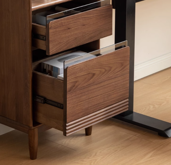 Black Walnut, Oak Solid Wood Modern Side Cabinet
