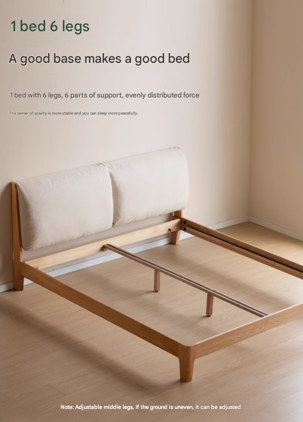 Beech, Oak, Black Walnut Solid Wood Fabric Soft Bed