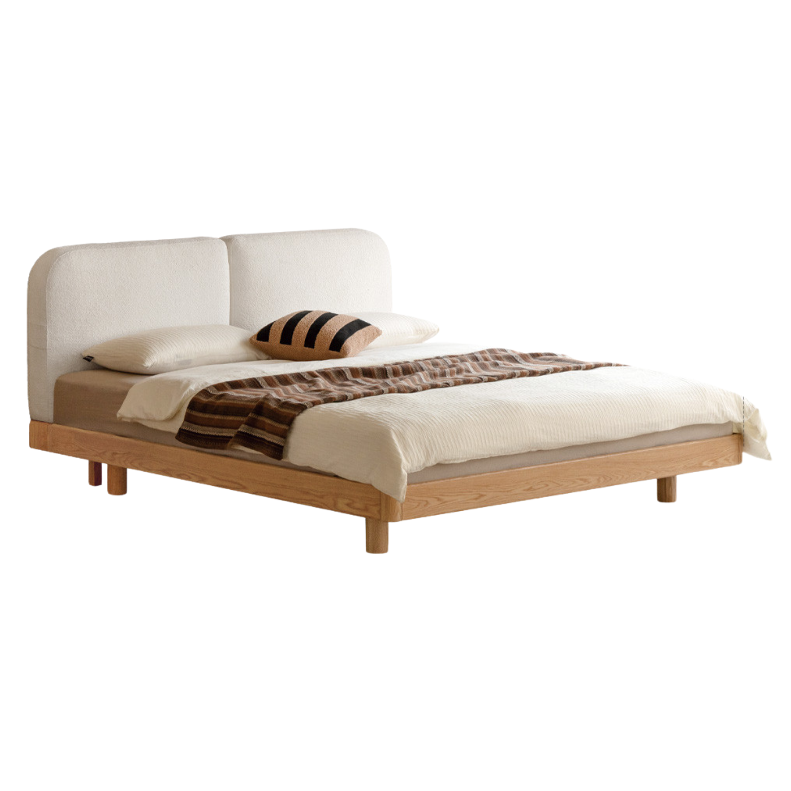 Oak Solid Wood Lamb Fleece Soft Suspension Cream Bed