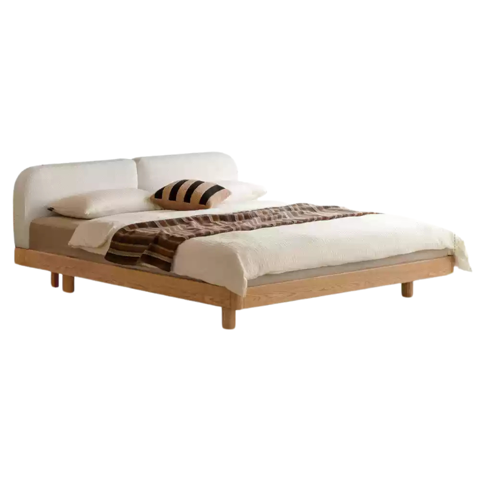 Oak Solid Wood Lamb Fleece Soft Suspension Cream Bed
