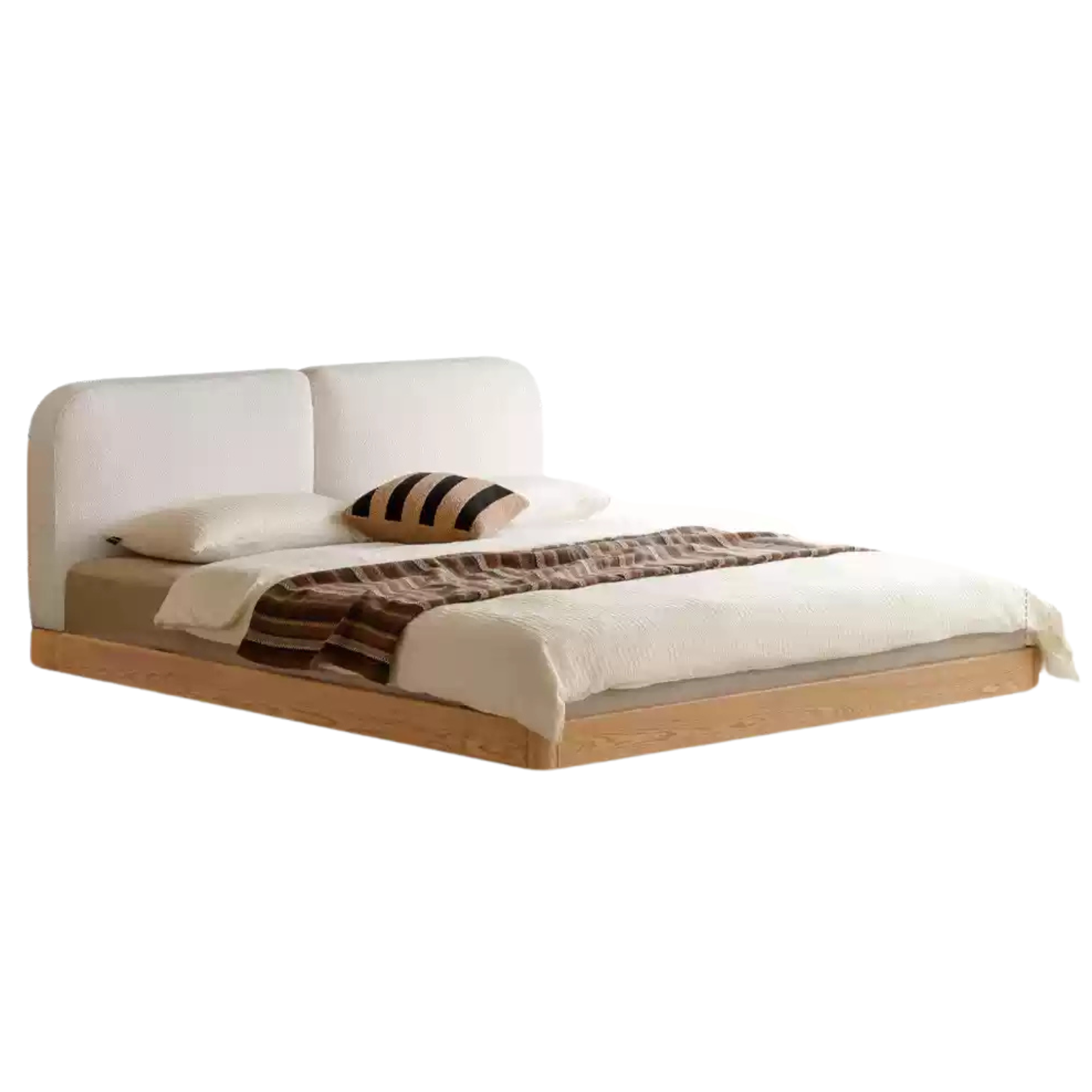 Oak Solid Wood Lamb Fleece Soft Suspension Cream Bed