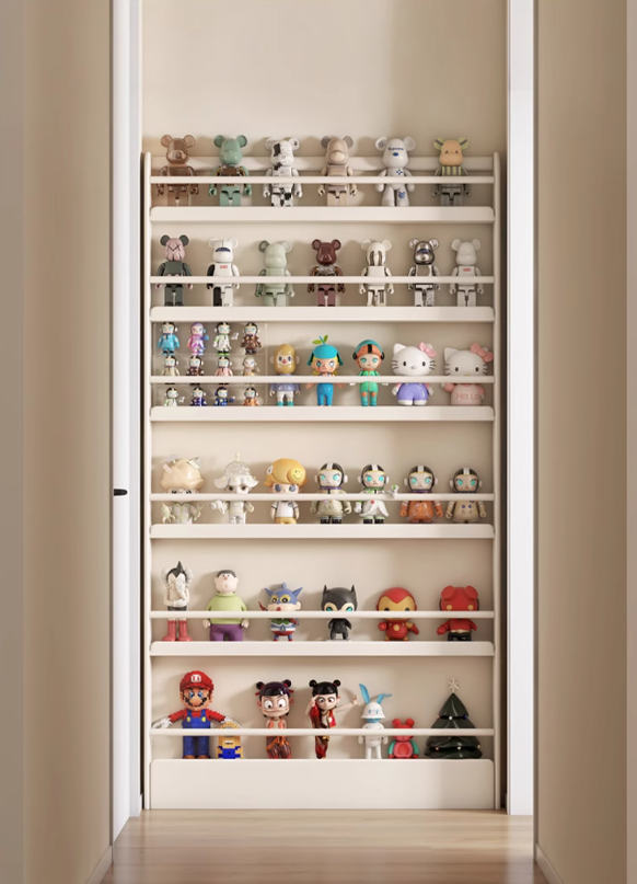 Rubber Solid Wood Cream Style Corner Storage Bookshelf.