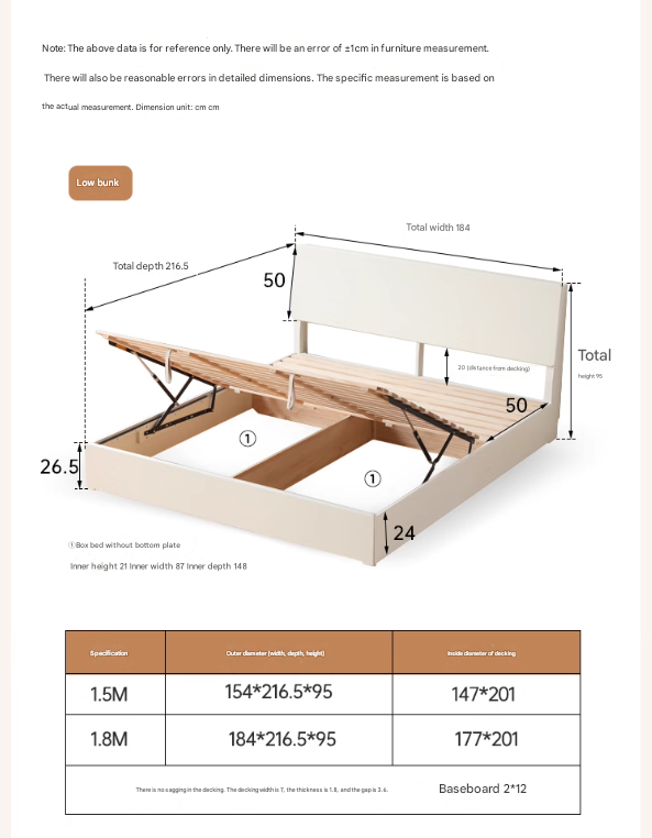 Rubber Wood,Poplar Solid Wood Box Bed, Cream Storage Bed