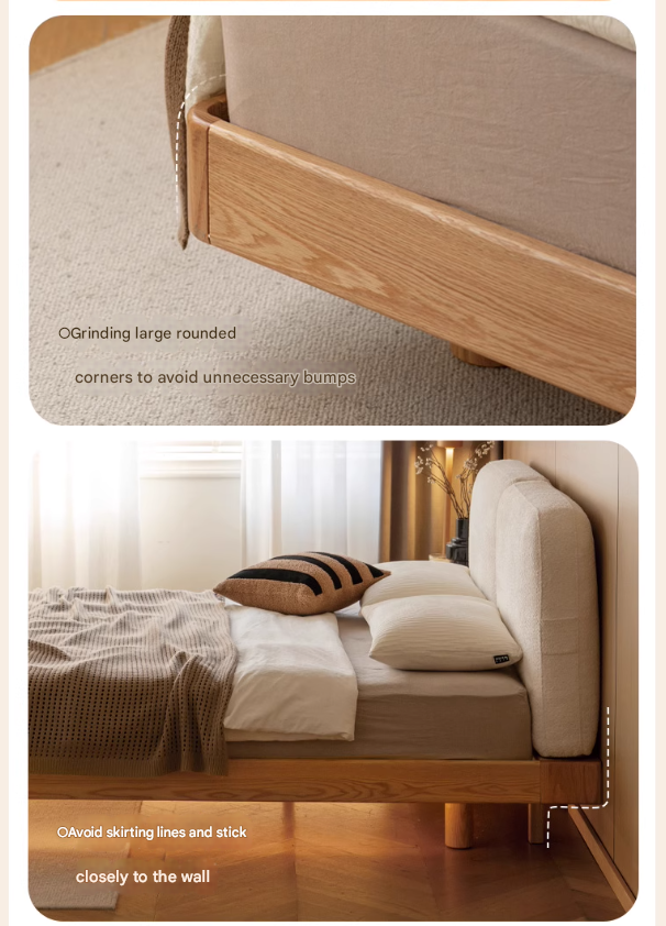 Oak Solid Wood Lamb Fleece Soft Suspension Cream Bed