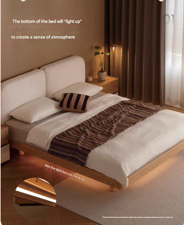 Oak Solid Wood Lamb Fleece Soft Suspension Cream Bed