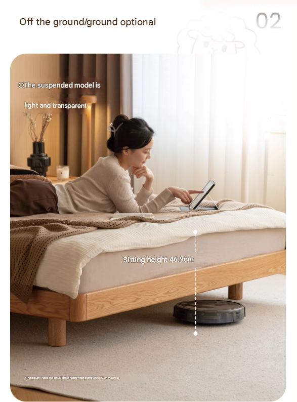 Oak Solid Wood Lamb Fleece Soft Suspension Cream Bed