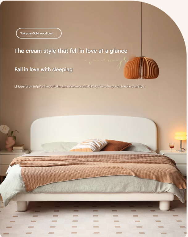 Poplar Solid Wood French Cream Style Bed