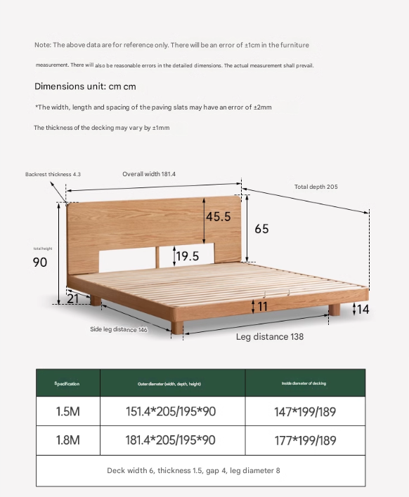 Ash,Beech,Oak Solid Wood Suspension Bed Large Board