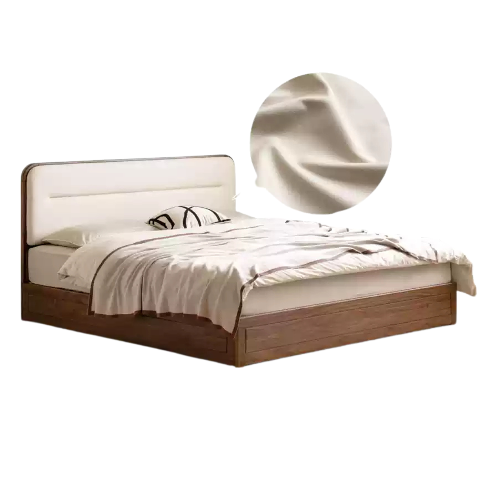Black walnut solid wood storage box bed technology cloth soft back