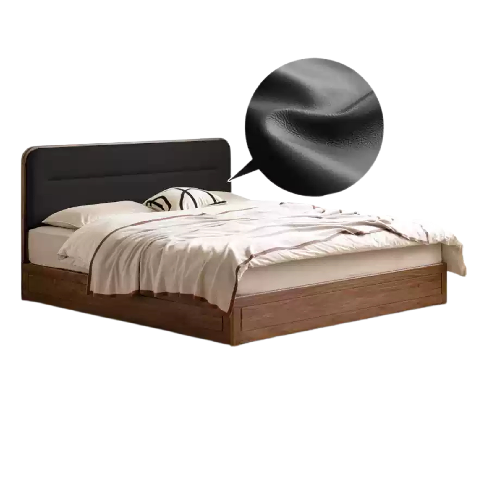 Black walnut solid wood storage box bed technology cloth soft back