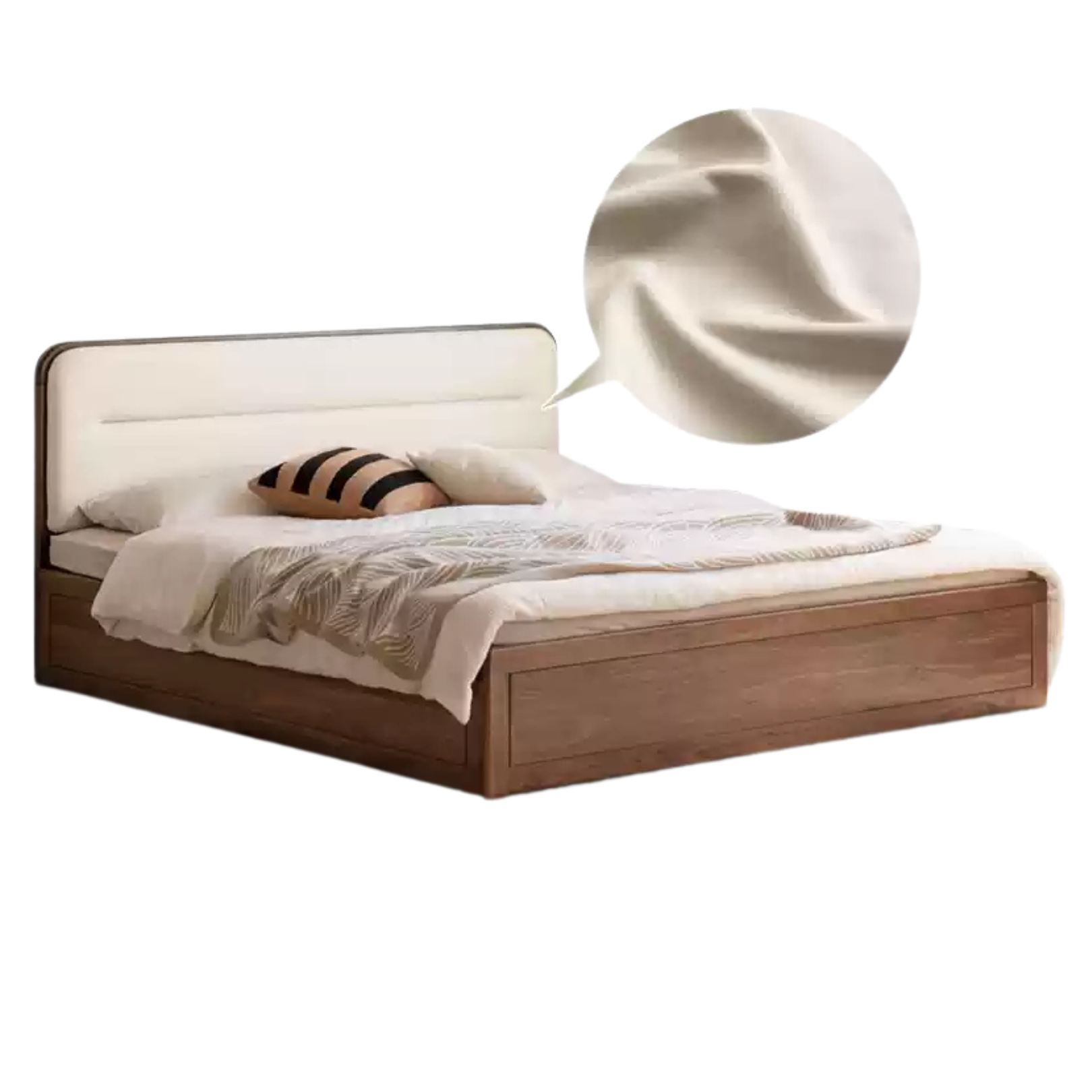 Black walnut solid wood storage box bed technology cloth soft back