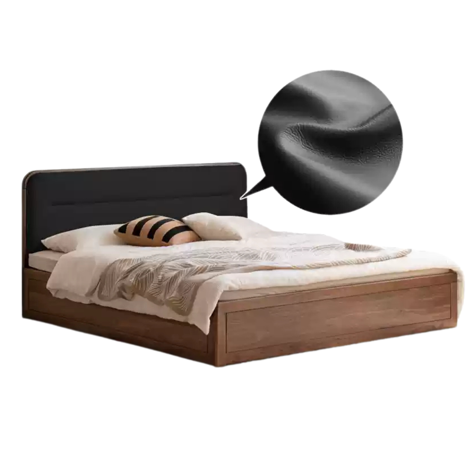 Black walnut solid wood storage box bed technology cloth soft back