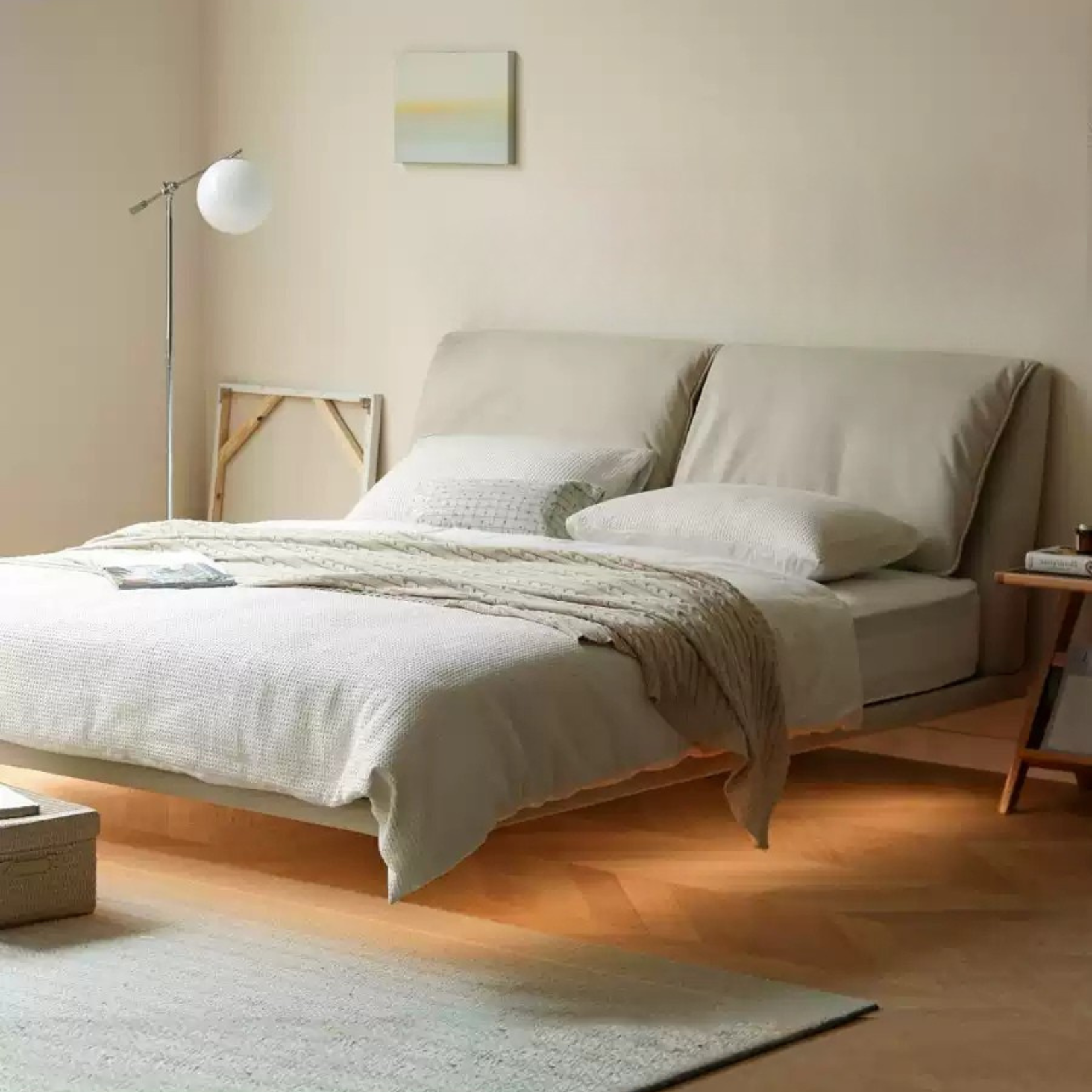 Suspension Technology Fabric Bed,Leather Bed with Light