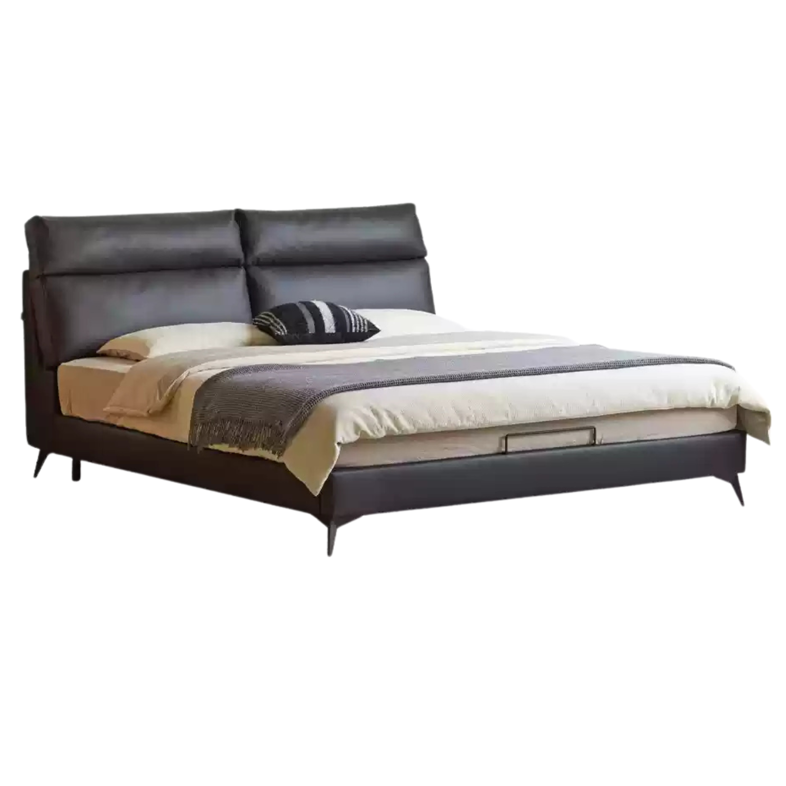 Leather Upholstered Bed with Down Filling