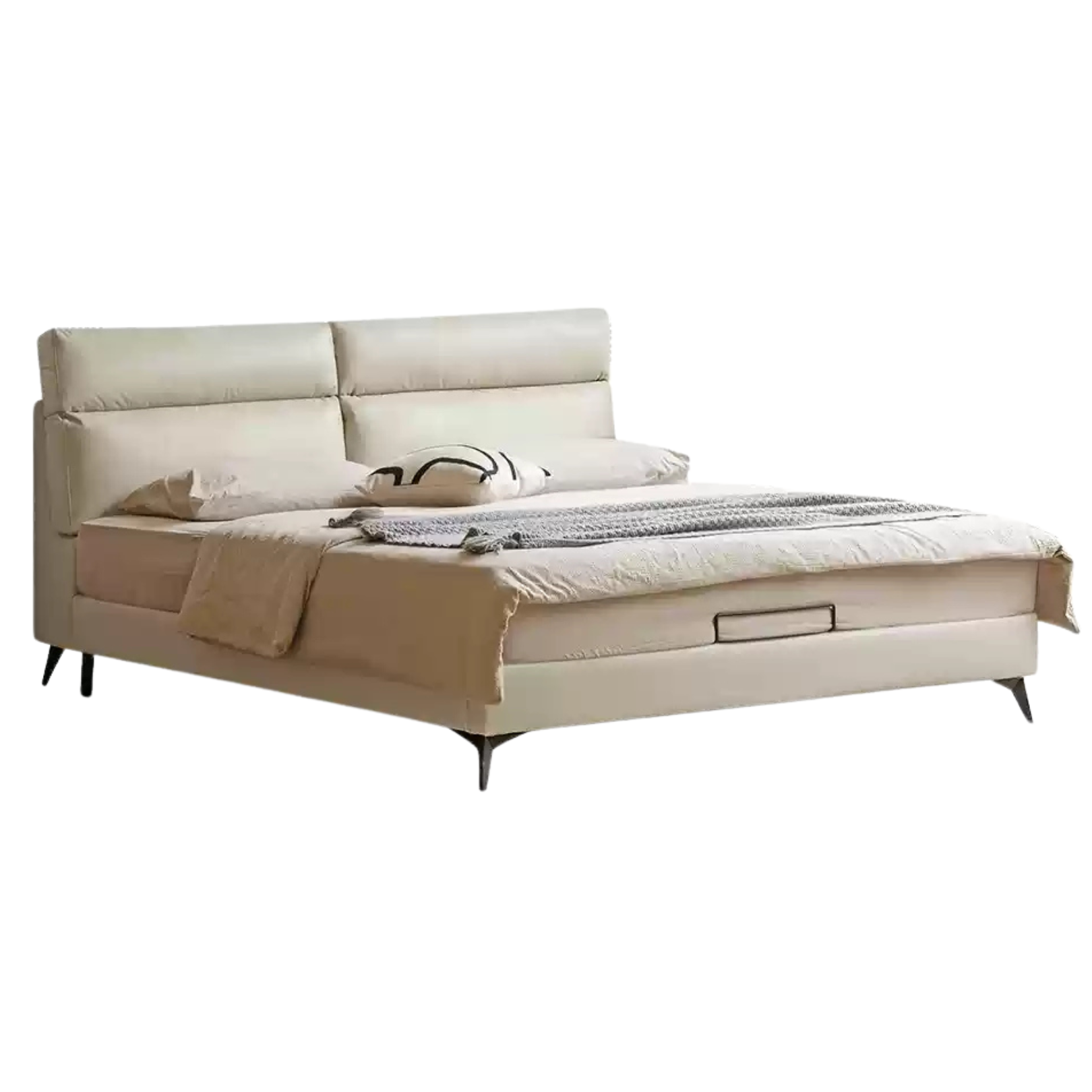 Leather Upholstered Bed with Down Filling