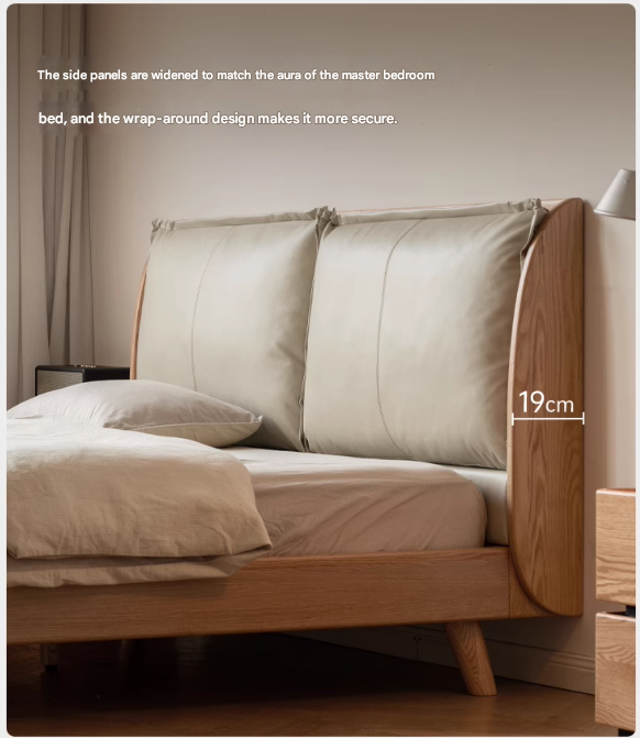 Oak Solid Wood Top Grain Leather, Technical Cloth ,Fabric Bed