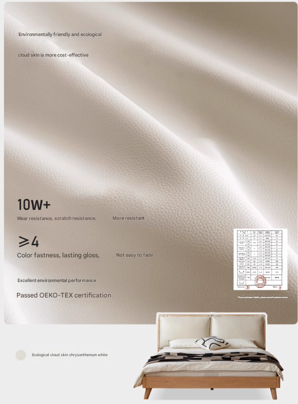 Oak Solid Wood Top Grain Leather, Technical Cloth ,Fabric Bed