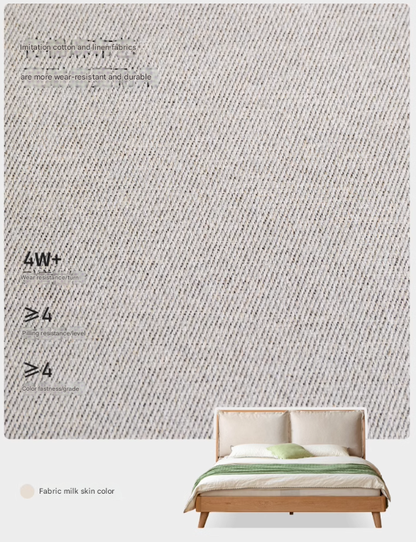 Oak Solid Wood Top Grain Leather, Technical Cloth ,Fabric Bed