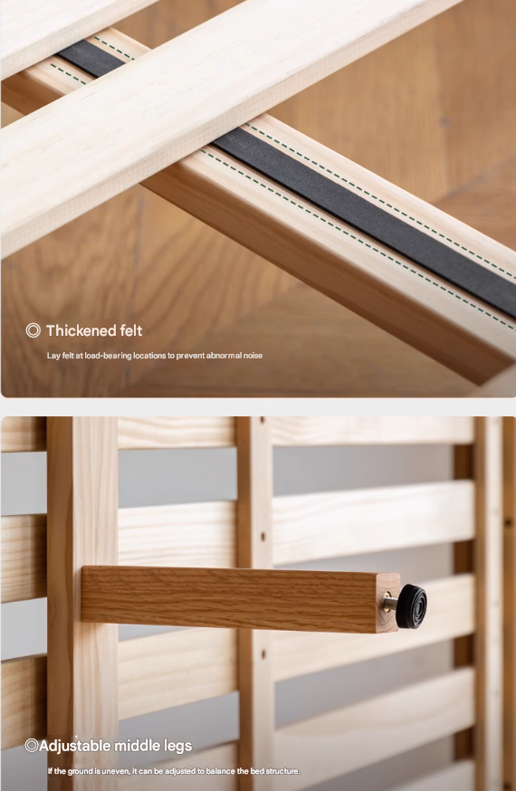 Oak Solid Wood Top Grain Leather, Technical Cloth ,Fabric Bed