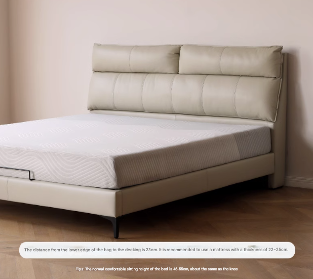 Cow Leather Bed ,Technology Cloth Wood Bed