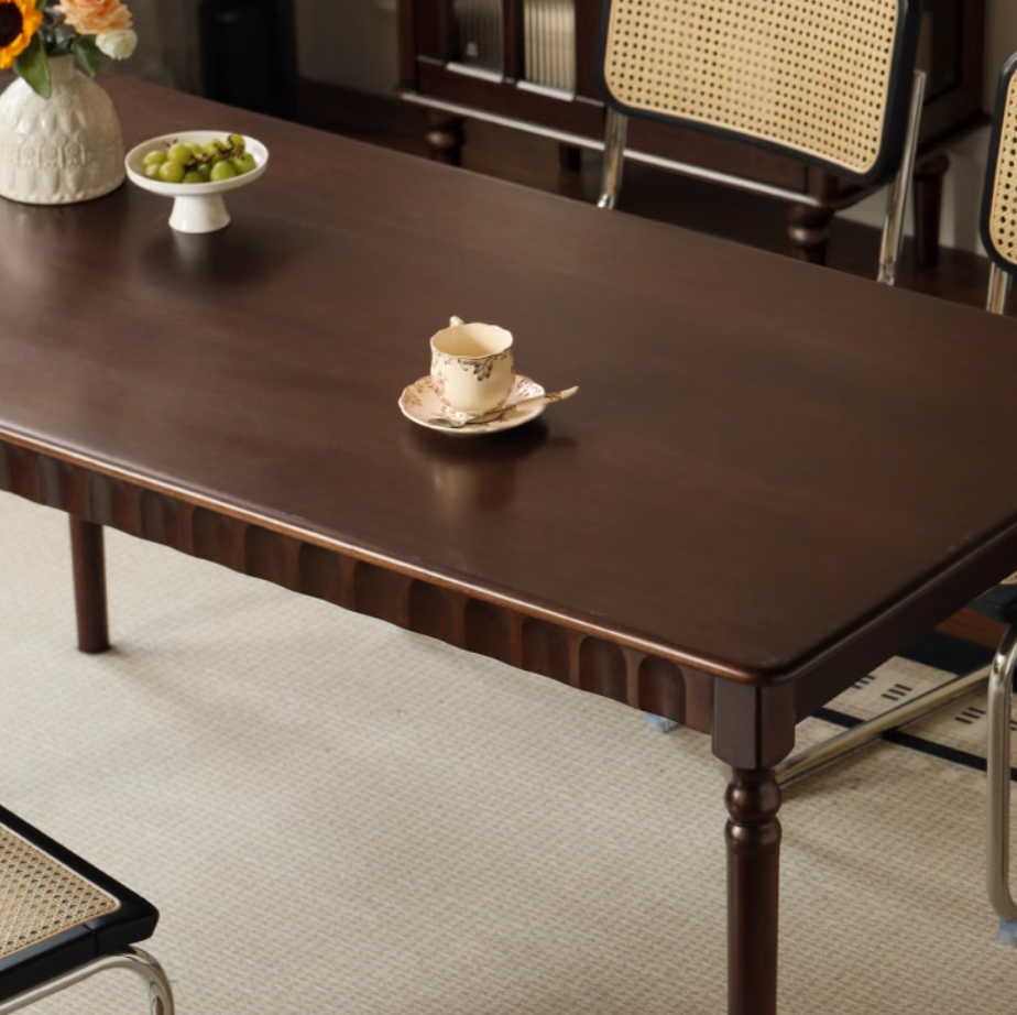 Black Walnut, Poplar, Cherry Solid Wood American Retro Rectangular Dining Table