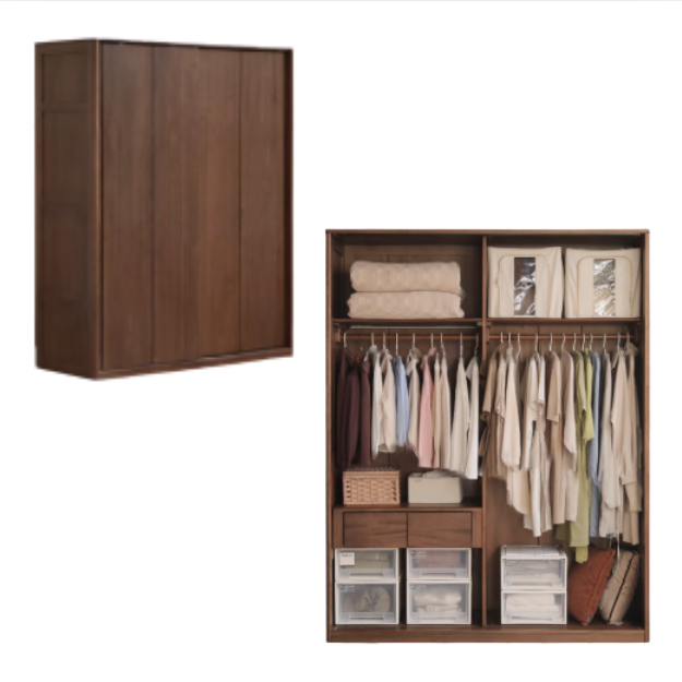 Black Walnut, Sandalwood Sliding Door Wardrobe.