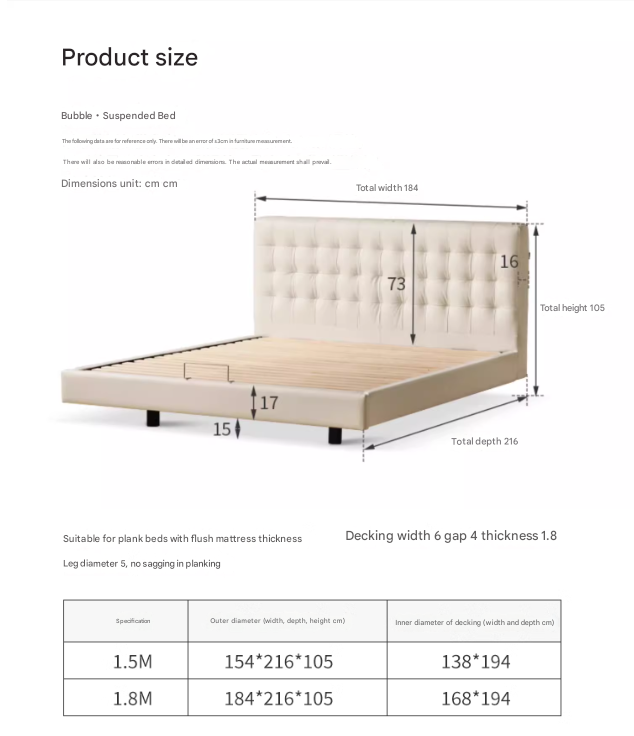 Suspended Organic Leather Bed, Genuine Leather Bed