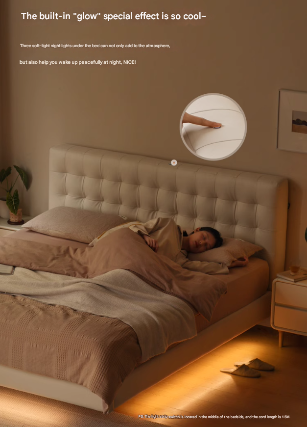 Suspended Organic Leather Bed, Genuine Leather Bed