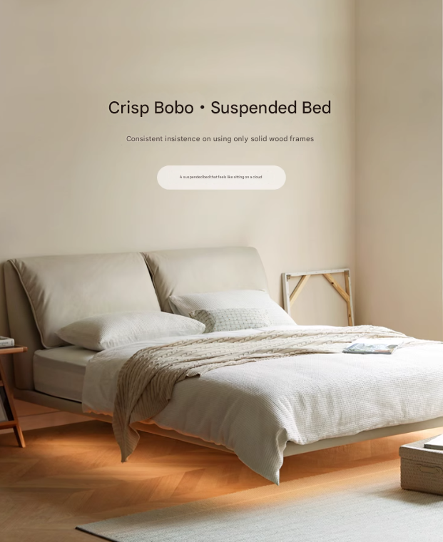 Suspension Technology Fabric Bed,Leather Bed with Light