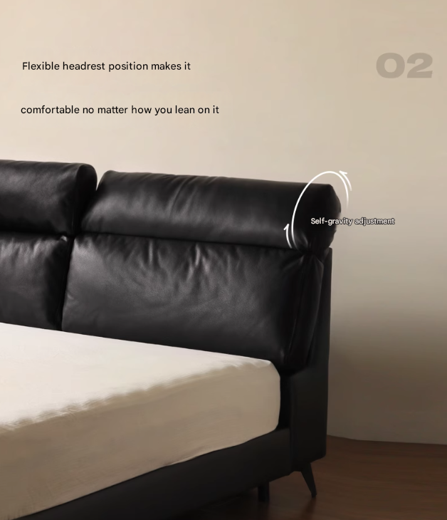 Leather Upholstered Bed with Down Filling